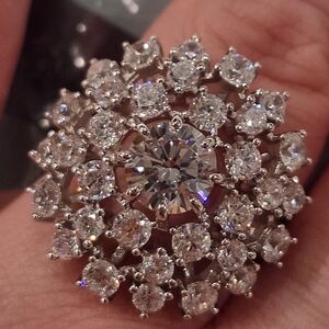 NWT JTV Cubic Zirconia In Sterling Silver Cluster Ring Size 5